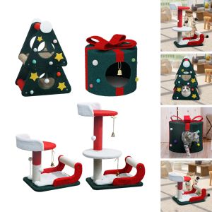 Griffoirs de Noël pour chat d'intérieur - Planche à gratter - Fournitures pour animaux de compagnie - Lit pour chat - Repose-griffe interactif