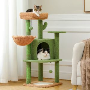 Arbre à chat Cactus avec poteau à gratter pour chats, tour à plusieurs niveaux, grattoirs pour chat, accessoires pour animaux de compagnie, jouet pour chat, livraison rapide