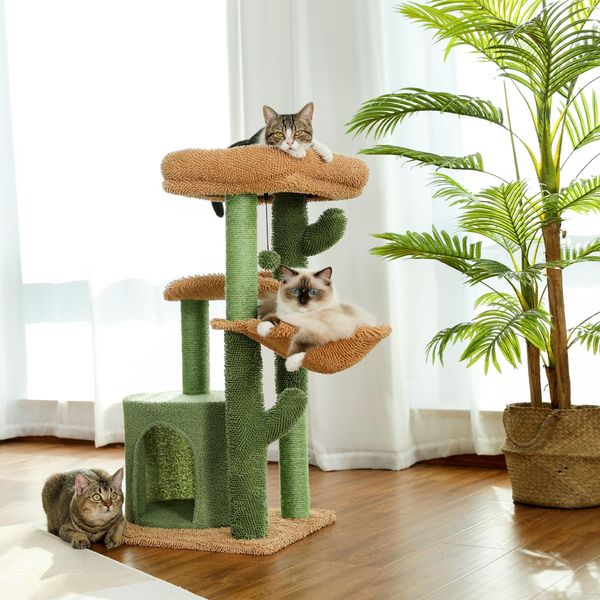Grand arbre à chat, tour à chat, meubles de condo, poste à gratter, maison de jeu pour animaux de compagnie, avec hamac, perchoirs, plate-forme, livraison rapide