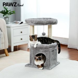 Rascadores H68cm Pequeño Árbol para Gatos Condominio para Interiores Torre de Bolas Colgante Perca Superior Grande Cálido y Acogedor Hogar Rascador de Sisal Rascadores de Gato