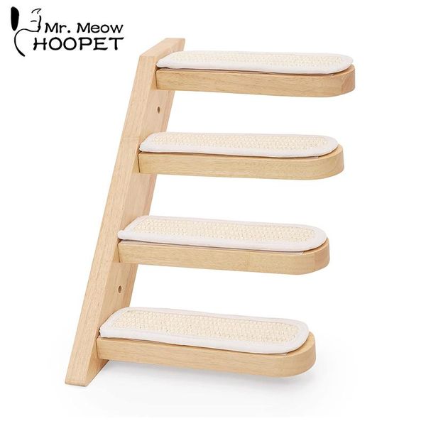 Scratchers Hoopet jouets rampants en bois massif pour chats jouets de décoration murale pour animaux de compagnie escaliers en bois et colonne à gratter pour chats bricolage arbre d'escalade