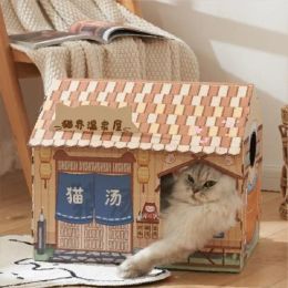 Scratchers Huishoudelijke huisdier Commerciële straat krassen klimboard Cat Cottage doet de nagel meerlagige kartonnen privéruimte niet pijn