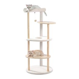 Arbre à chat de luxe avec grand cadre d'escalade, arbre à chat en sisal résistant multicouche avec boule suspendue, aire de jeux pour chaton