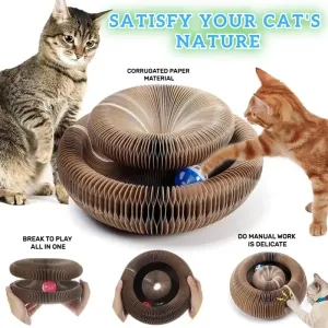 Scratchers Magic Cat Krasorgelbord Kattenspeelgoed met bal Kat Slijpklauw Kat Klimrek Kitten Rond Golfkarton Kat Krabspeelgoed