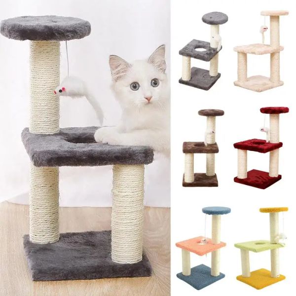 Arbre à chat de conception multicouche, tour d'escalade avec base en plaque carrée, protège le canapé pour petits chats, fournitures pour animaux de compagnie