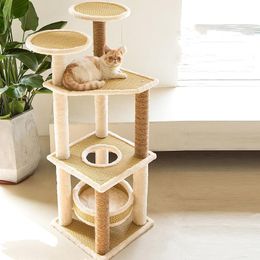 Tour à chat en bois multicouche pour grands chats, meubles de maison, arbre à chat avec poteau à gratter, fournitures pour animaux de compagnie, cadre d'escalade pour chaton