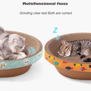 Griffoirs Ovale pour Chat, Carton Ondulé Scratch Pad Rond Chat Scratching Lounge Lit Canapé, Chat Scratch Canapé Lit pour Chats d'intérieur