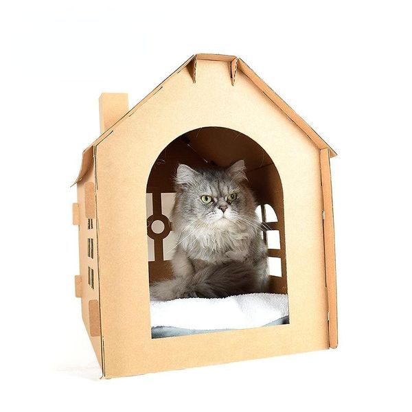 Grattoirs pour animaux de compagnie, maison pour chat, jouets pour animaux de compagnie, bricolage, grande litière pour chat, planche à gratter pliable en carton ondulé, modèle utilitaire en carton