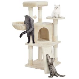 SCRAYERS TRAPFICANT CAT Tree Tower avec panier pour petits chatons, intérieur, aux fournitures, jouets de chat, afin que les chats puissent jouer joyeusement à la maison