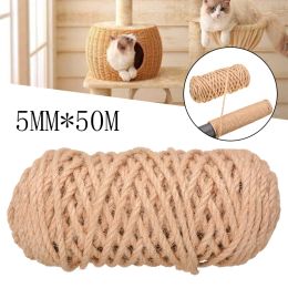 Rascadores Cuerda de sisal de repuesto para poste rascador para gatos Cuidado de las garras Reparación de juguetes Procesamiento tradicional Fabricación de patas de escritorio Cuerda para atar