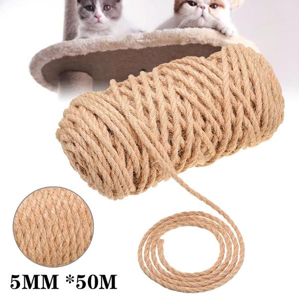 Rascadores de cuerda de sisal de repuesto para poste rascador para gatos, cuidado de garras, reparación de juguetes, fabricación de patas de escritorio, cuerda para atar para gatos, afilar garras