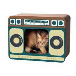 Scratchers Retro Radio TV Kat Krabplank Leuk Verticaal Golfpapier Kittenhuis Slijtvast Bijtvast Meubilair Huisdierartikelen