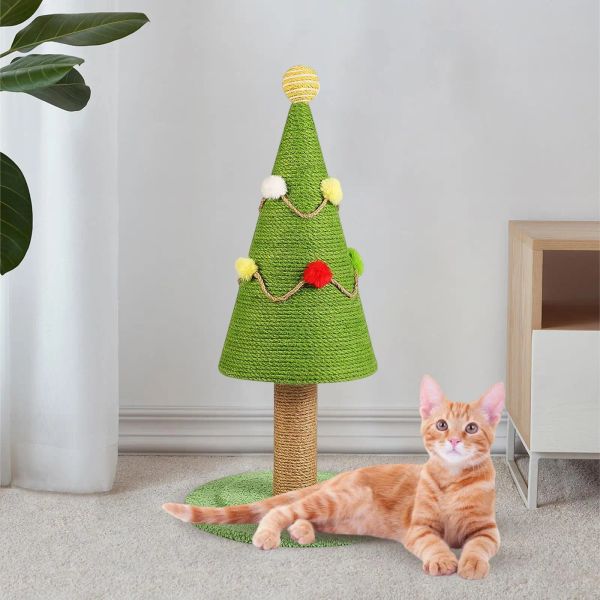 Grattoirs en sisal pour chat, arbre de noël, décoration artistique décorative, jouets d'activité, planche à gratter, artisanat, griffes amusantes pour pelouse