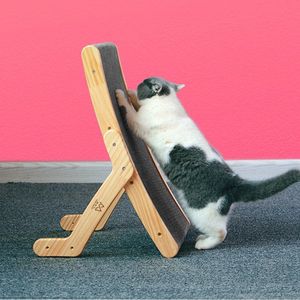 Scratchers massief hout anti-kattenkrasbord klauwslijper golfkarton nest verticale bankbescherming speelgoed