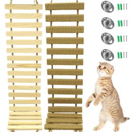 Rascadores de madera maciza para gatos, puente para gatos, escalera para escalar en la pared, cuerda de sisal de pino Natural, rascador para gatos, estantes escaladores para gatitos, productos para gatos