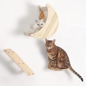 Étagère murale d'escalade pour chat, plate-forme de poste à gratter en bois, meubles de saut, échelle, cadre d'escalade pour chat