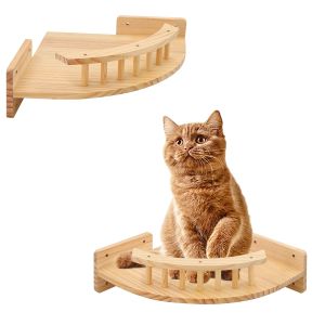 Grattoirs en bois pour chat, étagère d'escalade, étagères murales pour chaton, meubles d'arbre d'escalade, escalier à quatre marches, hamac d'intérieur pour chat