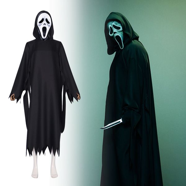 Costume de cri 6 cos, masque de tueur de visage fantôme, costume de cosplay, masque de fantôme de crâne, robe de fête d'horreur, Hallowmas