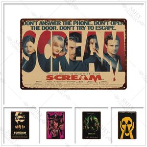 Scream Dead Horror Film Métal Tin Sign Affiches Films American Wall Art Plaques métalliques Man Cave Pub Bar Sign Plaques décoratives en métal 20x30cm Woo