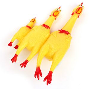 Screaming Chicken Dog Toys Yellow Rubber Squaking Chicken Toy Novelty and Durable Rubber Chicken for pets and cat