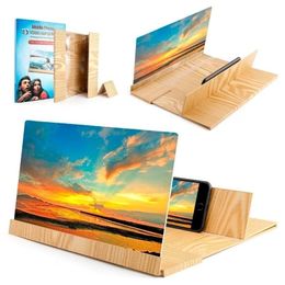 Schermversterker 3D-telefoonscherm Amplificador Pantalla Telefono Wood Screen Vergroten Vergrootglas met opvouwbare houder