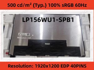 Scherm LP156WU1 SPB1 LP156WU1SPB1 15.6 INCH IPS PANEEL LAPTOP LCD SCHERM EDP 40PINS FHD 1920X1200 500 CD/M² (typ.) 100% SRGB 60HZ