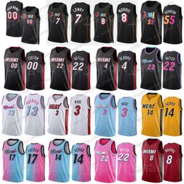 Sérigraphie 75e anniversaire Basketball Jimmy Butler Jersey 22 Dwyane Wade 3 Tyler Herro 14 Kyle Lowry 7 Bam Ado 13 Duncan Robinson 55 PJ Tucker 17 Rouge Noir Blanc