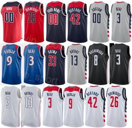 Serigrafía Baloncesto Draft Pick Johnny Davis Jersey Raúl Neto 19 Deni Avdija 9 Davis Bertans 42 Rui Hachimura 8 Corey Kispert 24 Bradley Beal 3 Negro Azul Rojo Blanco