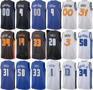 Écran Imprimé repêchage Paolo Banchero Basketball Jersey Caleb Houstan Jalen Suggs 4 Markelle Fultz 20 Terrence Ross 31 RJ Hampton 13 Gary Harris 14 Black Blue Blanc