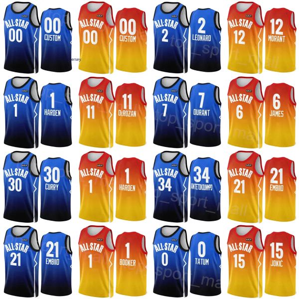 Sérigraphié 2023 All-Star Men Basketball Jersey Kyrie Irving 11 Donovan Mitchell 45 James Harden 1 DeMar DeRozan 11 Jaylen Brown 7 Trae Young 11 Numéro de nom personnalisé