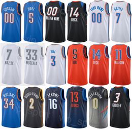 Screen Gedrukte basketbal Draft Pick Jaylin Williams Jersey Chet Homgren Peyton Watson Mike Muscala 33 Jeremiah Robinson-Earl 50 Josh Giddey 3 Ty Jerome 16 Sport