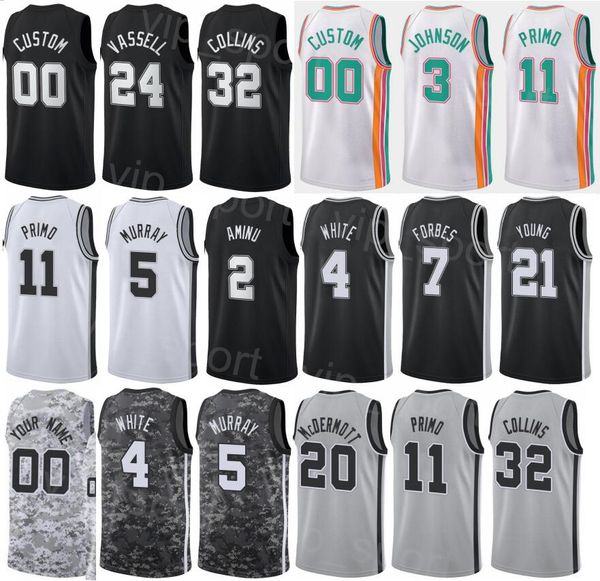 Sérigraphie Basketball Draft Pick Malaki Branham Jersey Jeremy Sochan Blake Wesley Kennedy Chandler Lonnie Walker IV 1 Doug McDermott 17 Couleur Noir Blanc Gris