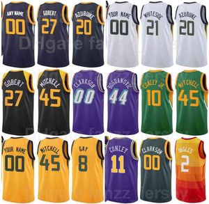 Schermdruk Basketbal Elijah Hughes Jerseys 33 Royce Onheale 23 Udoka Azubuike 20 Rudy Gay 8 Hassan Whiteside 21 Eric Paschall 0 Donovan Mitchell 45 Man Vrouw Jeugd