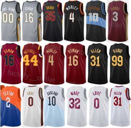 Gezeefdrukt basketbal Evan Mobley Jersey 4 Donovan Mitchell Darius Garland 10 Ricky Rubio 99 Cedi Osman 16 Jarrett Allen 31 Association City Sport Mannen Kinderen Vrouwen