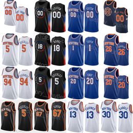 Screen Gedrukt Basketball Immanuel Quickley Jersey 5 Alec Burks 18 Obi Toppin 1 Kevin Knox 20 Cam Reddish 21 Quentin Grimes 6 Julius Randle