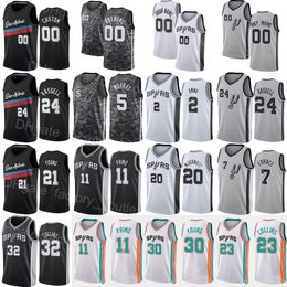 Baloncesto serigrafiado Joshua Primo Jersey 11 Devin Vassell 24 Zach Collins 23 Tre Jones 33 Jock Landale 34 Keita Bates-Diop 31 Negro Blanco Gris Hombre Mujer Juventud