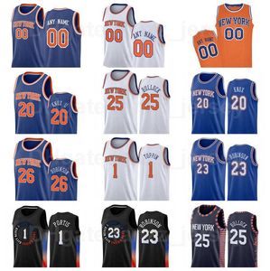 Schermdrukketbal Mitchell Robinson Jersey 23 Derrick Rose 4 Obi Toppin 1 Reggie Bullock 25 Kevin Knox 20 voltooide editie