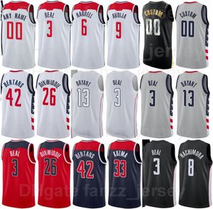 Sérigraphié Basketball Davis Bertans Jersey 42 Thomas 13 Rui Hachimura 8 Corey Kispert 24 Ish Smith 4 Deni Avdija 9 Hommes Femmes Enfants Rouge Blanc Noir Couleurs de l'équipe