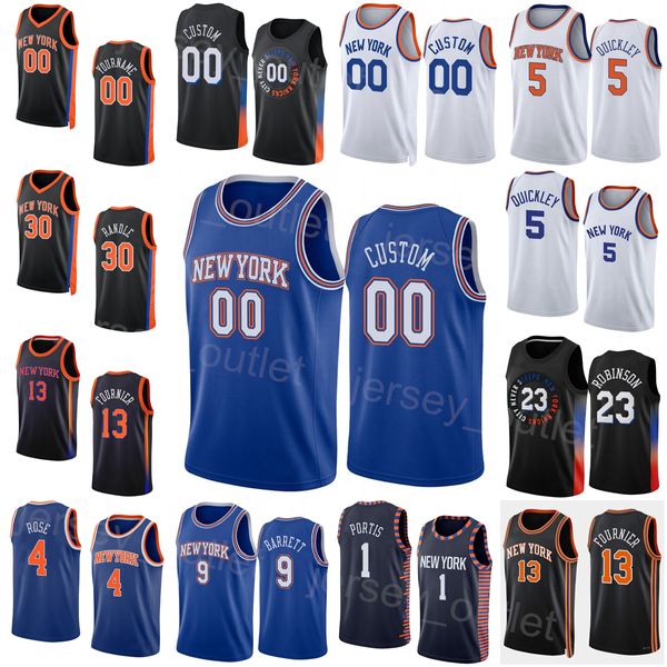 Hombre serigrafiado Baloncesto juvenil Julius Randle Jersey 30 RJ Barrett 9 Derrick Rose 4 Evan Fournier 13 Mitchell Robinson 23 Immanuel Quickley 5 Obi Toppin 1 ganado