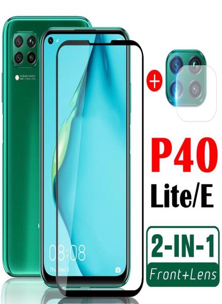 Protéger d'écran pour Huawei P40 Lite E Cois de téléphone avec lentille de la caméra Hauwei P40 P40lite Film de protection 2in1 Verre trempée3375152