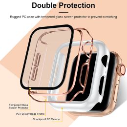 Couvercle de protecteur d'écran pour le boîtier Apple Watch 44 mm 40mm 45 mm 41 mm 38 mm 42 mm Hard Hard Watch Serie 3 5 6 SE 7 8 ACCESSOIRES