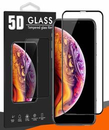 Protecteur d'écran pour iPhone 12 Pro max 11 x xr 7 8 5d Verre trempée du corps complet du corps avec package4481592