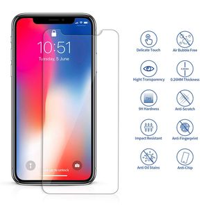 Protecteur d'écran pour iPhone 14 13 12 11 Pro Max XS XR 7 8 Plus Film de verre trempé 0,33 mm