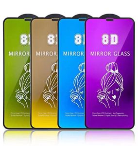 Protecteur d'écran pour iPhone 14 Pro Max 13 Mini 12 11 XS XR X 8 7 6 Plus SE 8D MIROIR Verre Trempé Couverture Complète Maquillage Cu4484454