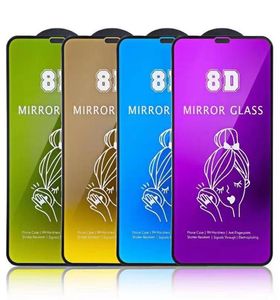 Protecteur d'écran pour iPhone 14 Pro Max 13 Mini 12 11 XS XR X 8 7 6 Plus SE 8D MIROIR Verre Trempé Couverture Complète Maquillage Cu6842691