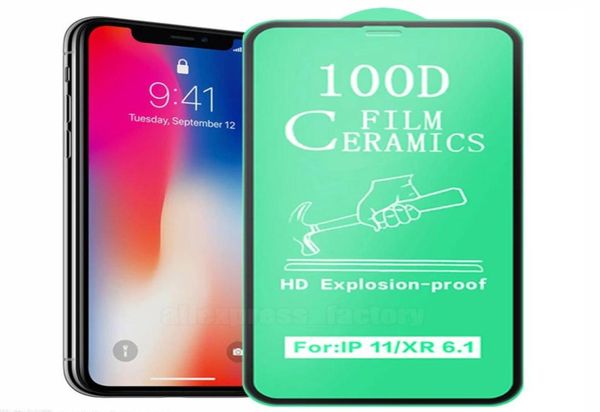 Protecteur d'écran pour iPhone 14 Pro Max 13 Mini 12 11 xs xr x 8 7 6 plus SE 100D CERAMICS HD Proof Guard Film Explosion Curved Cove3366566
