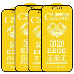 Screenprotector voor iPhone 15 Pro Max 14 Plus 13 Mini 12 11 XS XR X 8 7 SE 3D EDGE Gebogen Keramiek Anti-shockfilm Mat Explosie Gebogen Proof Premium Volledige Cover