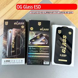 Protecteur d'écran pour iPhone 15 Pro Max 14 Plus 13 Mini 12 11 XS XR X 8 7 SE OG ESD, armure en verre trempé super antistatique, grand film incurvé 9H à couverture complète de qualité supérieure