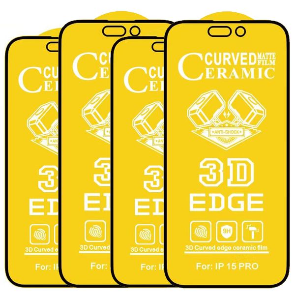 Protector de pantalla para iPhone 15 Pro Max 14 Plus 13 Mini 12 11 XS XR X 8 7 SE 3D EDGE Cerámica curvada Película antichoque Mate Explosión a prueba de curvas Cubierta completa premium