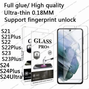 Schermbeschermer voor Samsung Galaxy S24 S23 S22 S21 Ultra plus vingerafdruk ontgrendeld Clear getemperd Glas 3D Ultra-dunne 0,18 mm met pakketbox Amazon Hot